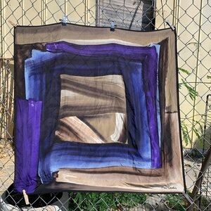 Pierre Cardin Brown, Purple & Blue Abstract Silk Scarf